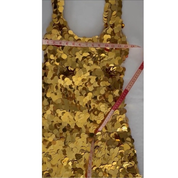 Paris Hilton Gold Sequin Paillettes Gold Dress Y2K Vintage Deadstock - Picture 14 of 16